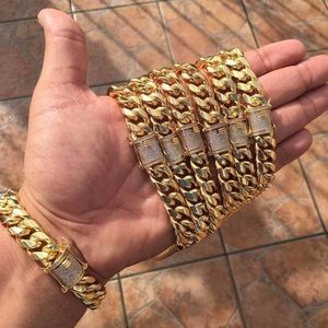 Gold Cuban link bracelet with cz diamond clasp